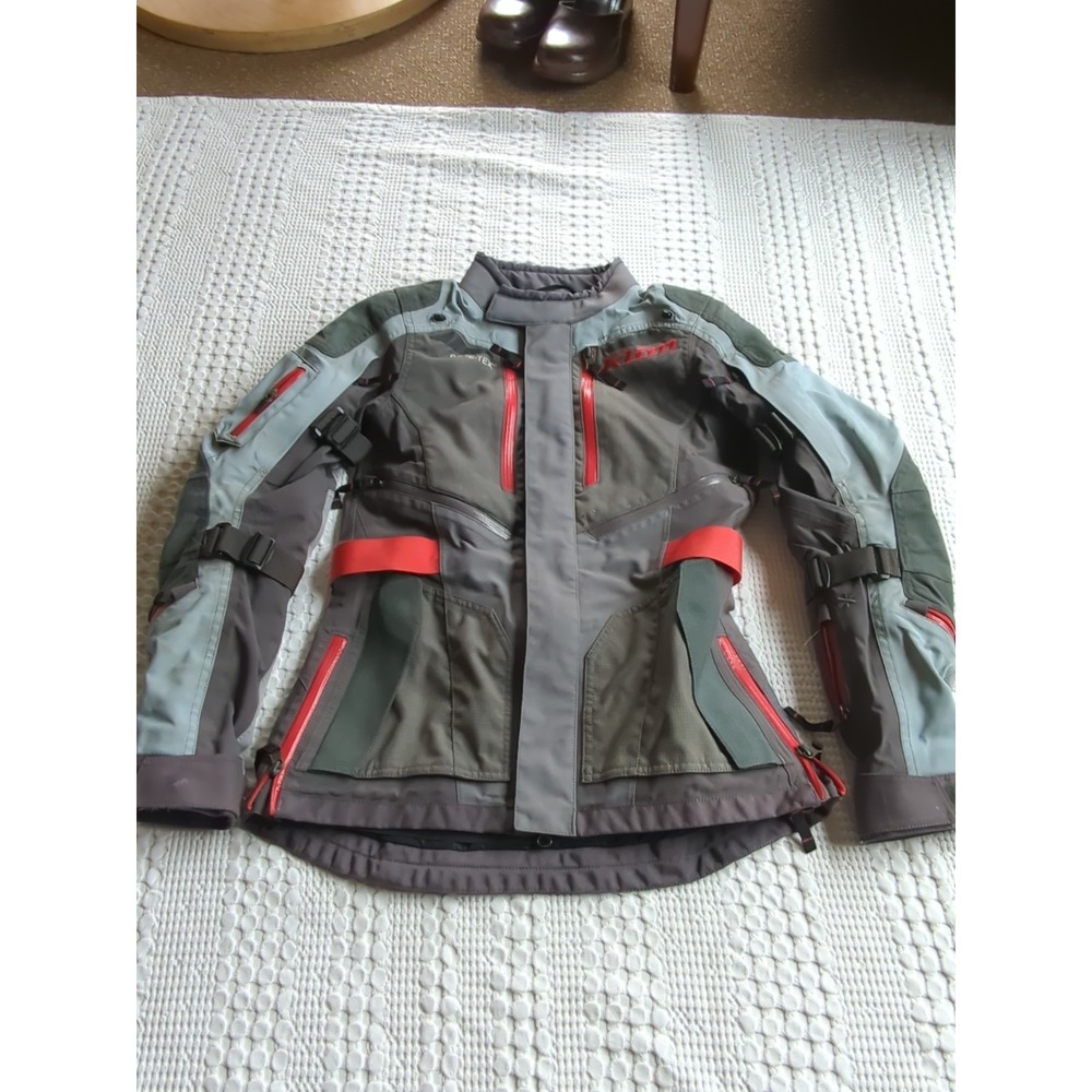 Klim Artemis Gore Tex Motorcycle Armored Jacket Size Small Gray Orange Full Zip